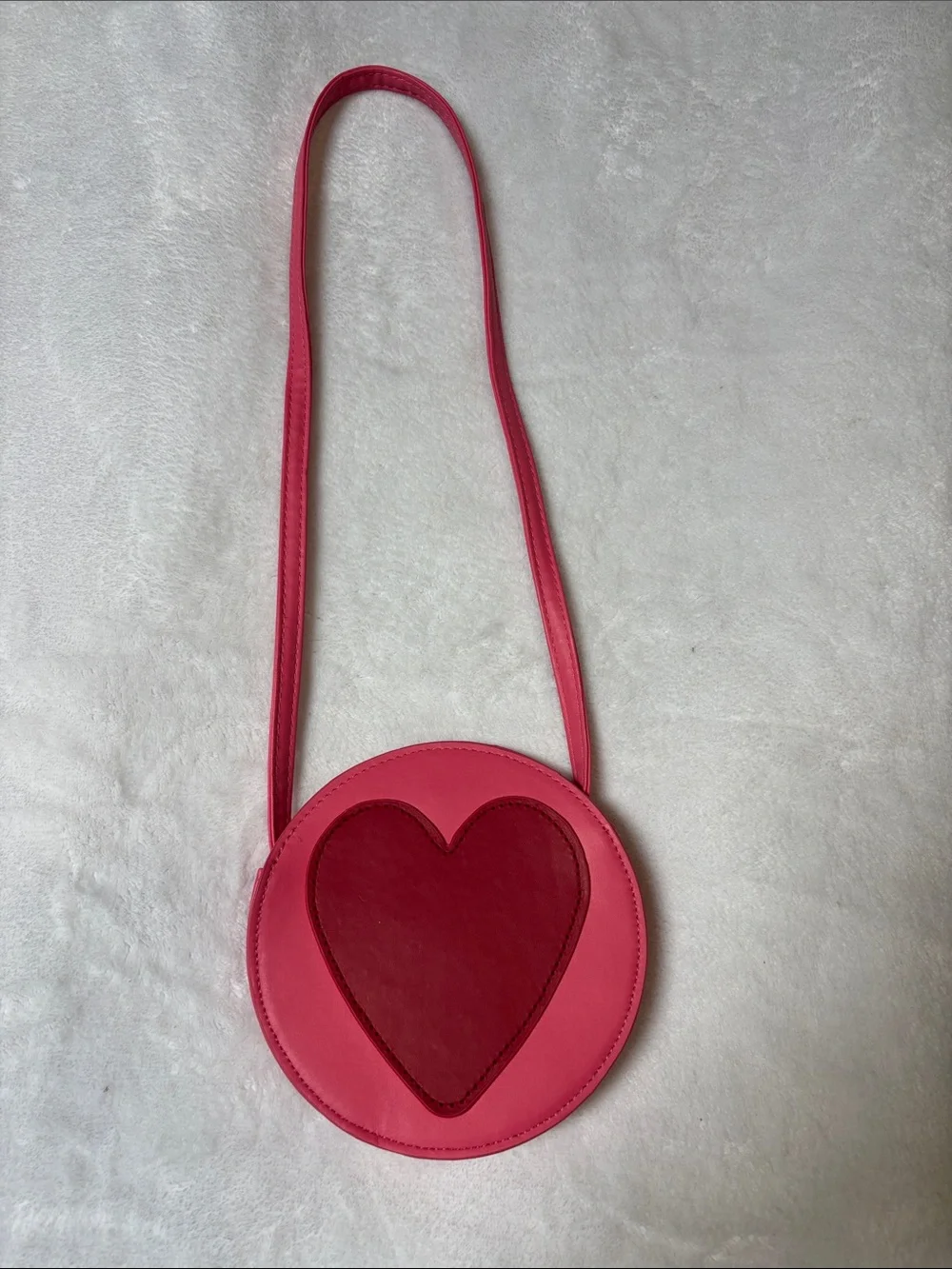 Kids Pink Heart Crossbody Bag with Red Heart Accent